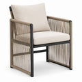 Fauteuil de jardin avec accoudoirs beige et noir en aluminium et corde tressée 70 x 75 x 82 cm