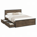 Lit double avec rangement marron foncé en panneaux de particules et acier 160 x 200 cm