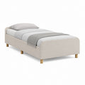 Lit simple 90 x 190 cm beige en polyester avec cadre rembourré