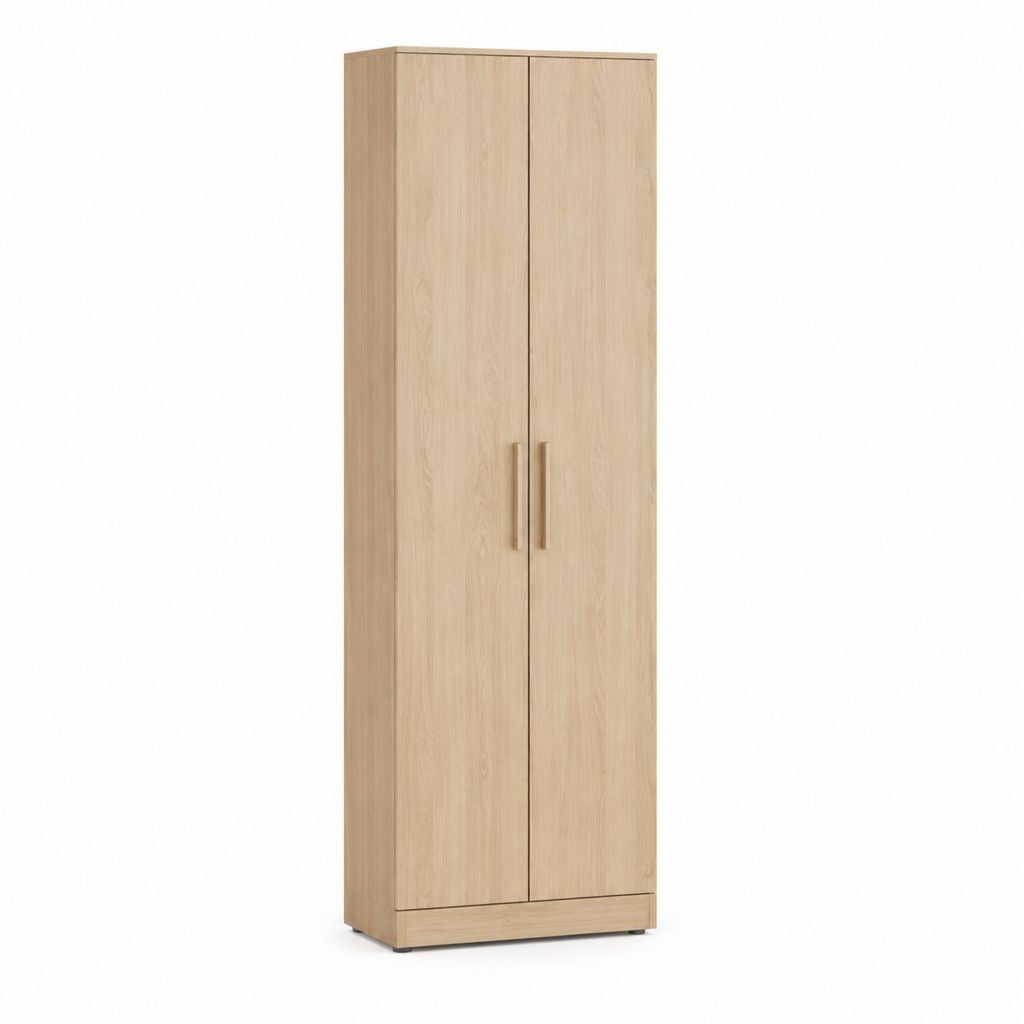 Armoire de chambre 2 portes chêne clair en panneaux de particules rectangulaire 80 x 50 x 180 cm