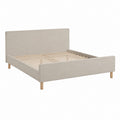 Lit double avec cadre de lit beige en polyester 160 x 200 cm