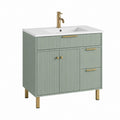 Meuble sous vasque avec lavabo et robinet vert sauge MDF 80 x 46 x 85 cm
