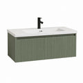 Meuble sous vasque suspendu vert olive en MDF avec lavabo rectangulaire 80 x 46 x 46 cm
