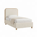 Lit une place beige en polyester bouclette avec cadre en pin massif 90 x 190 cm