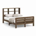 Cadre de lit double brun en bois massif avec tête de lit étagère 160 x 200 cm