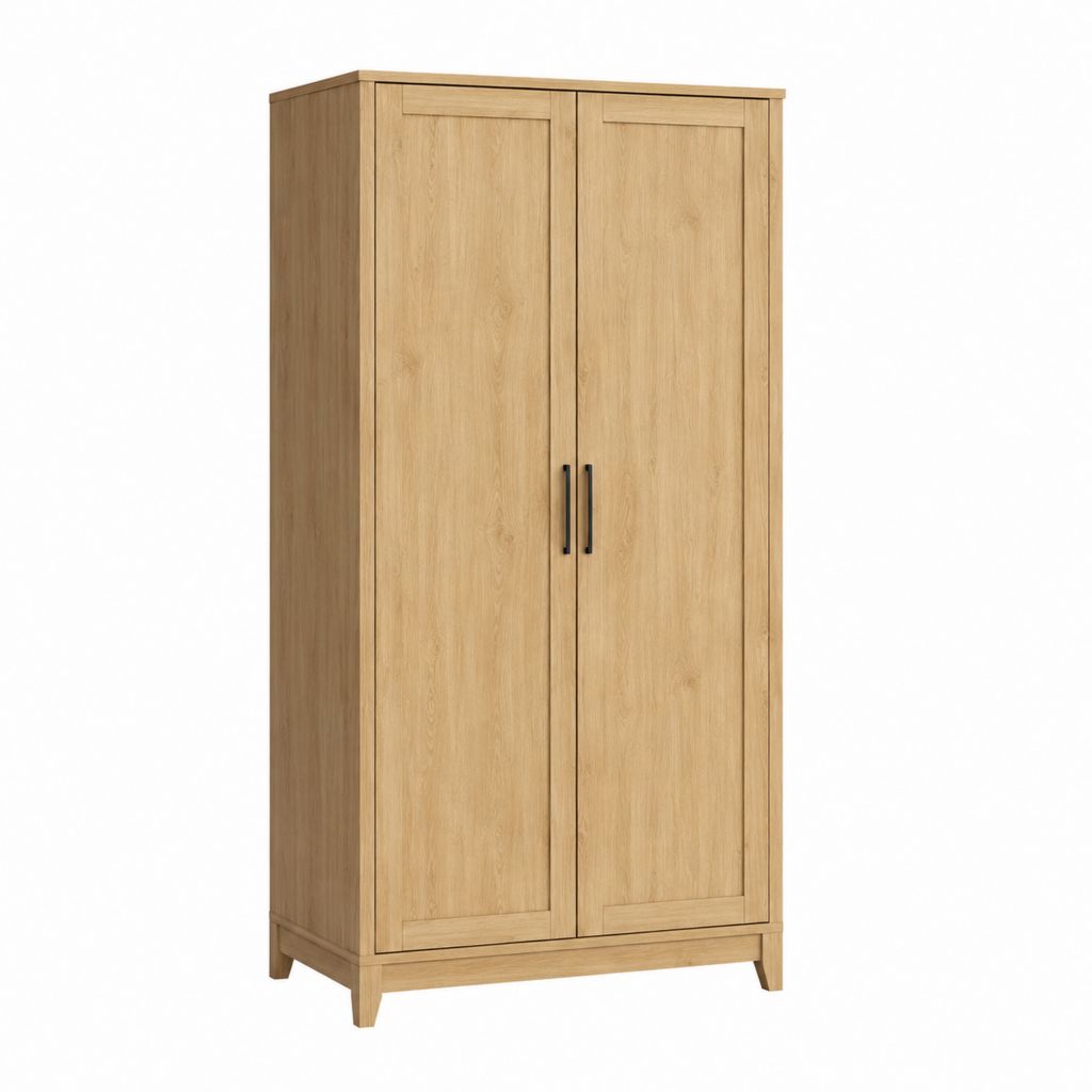 Armoire de chambre 2 portes en chêne massif rectangulaire 100 x 55 x 200 cm