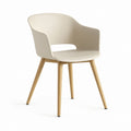 Chaise de jardin beige en polypropylène avec pieds en bois massif 59 x 55 x 83 cm
