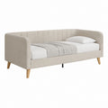 Cadre de lit banquette beige en polyester 90 x 200 cm avec dossier capitonné