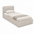 Lit simple capitonné beige en polyester 90 x 190 cm