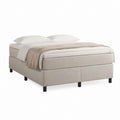 Lit boxspring 160 x 200 cm beige en polyester avec matelas et sommier