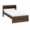 Cadre de lit simple avec rangement brun foncé en panneaux de particules 90 x 190 cm