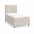 Lit simple capitonné beige en polyester avec tête de lit 90 x 200 cm
